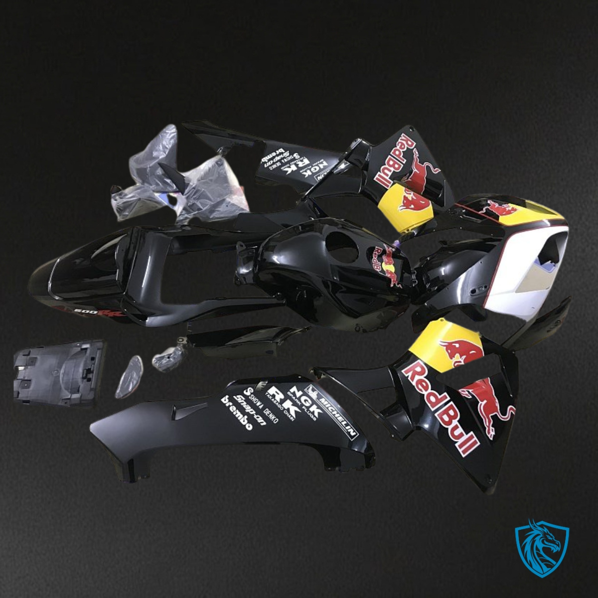 Honda CBR600RR (2003-2004) Black & Yellow Red Bull Fairing Kit - Aftermarket ABS Bodywork