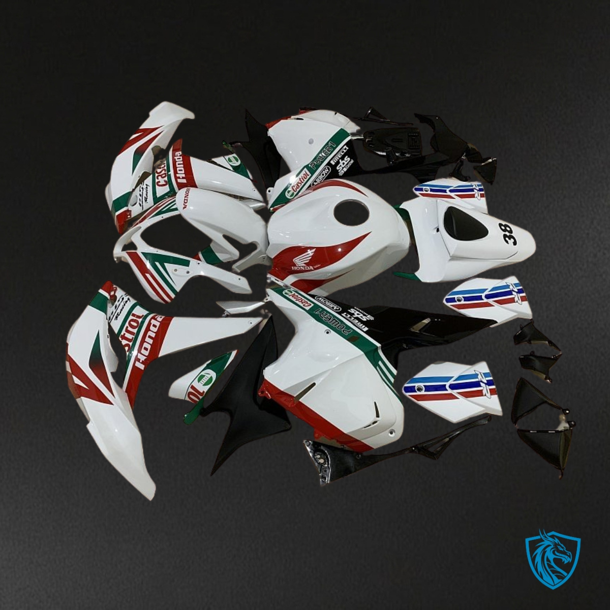 Honda CBR600RR (2009-2012) White, Black & Red - Custom ABS Fairing Kit