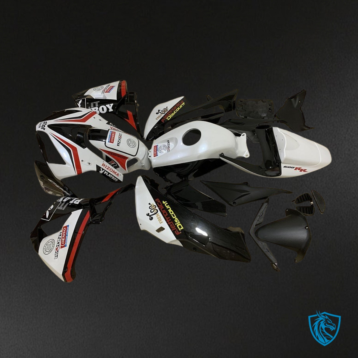 Honda CBR600RR (2005-2006) White & Black Play Boy Fairing Kit | ABS Bodywork