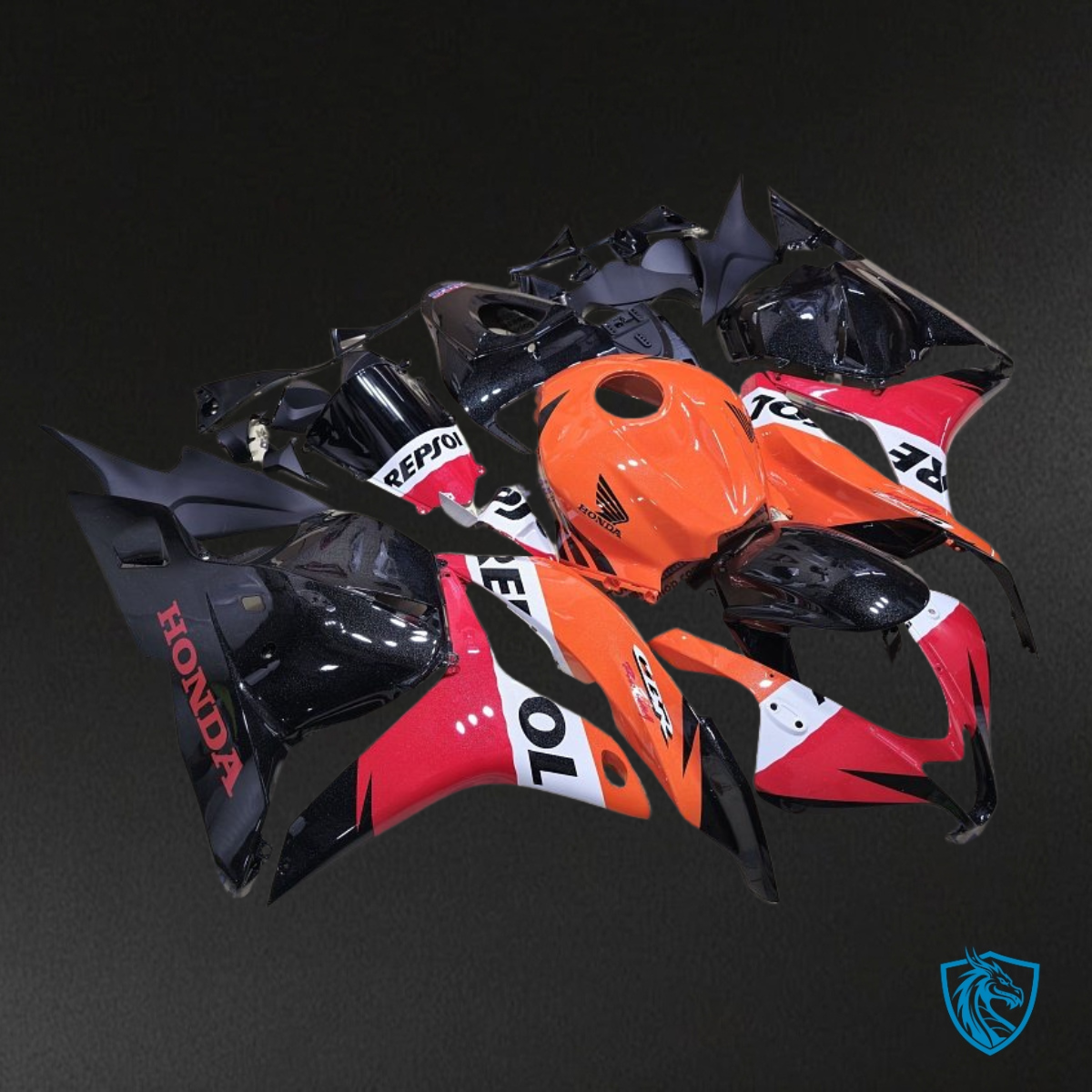 Honda CBR600RR (2009-2012) Black, Orange & White Repsol Fairing Kit | ABS Bodywork
