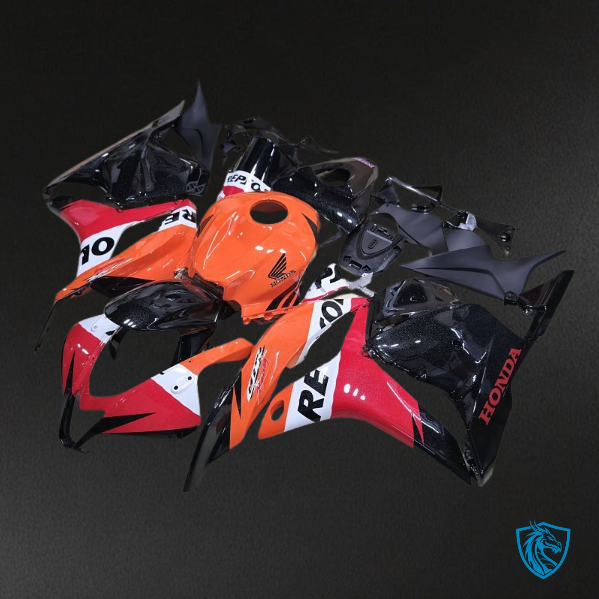 Honda CBR600RR (2009-2012) Black, Orange & White Repsol Fairing Kit | ABS Bodywork