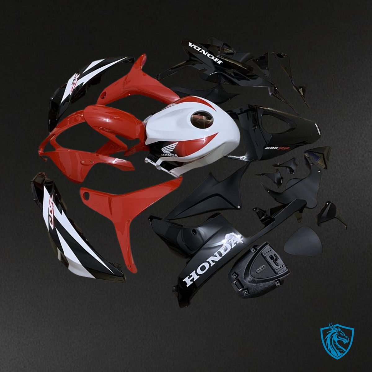 Honda CBR600RR (2007-2008) Red, Black & White Logo - MERGEment Motorcycle Fairings Kit