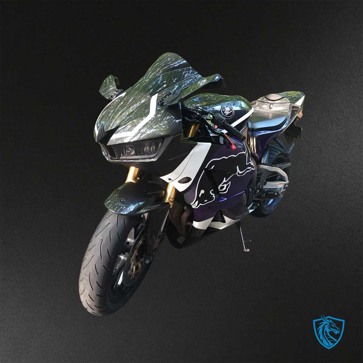 Honda CBR600RR (2013-2025) Gloss Purple, Black & White Carbon Fiber - Replacement Motorcycle Fairings Kit