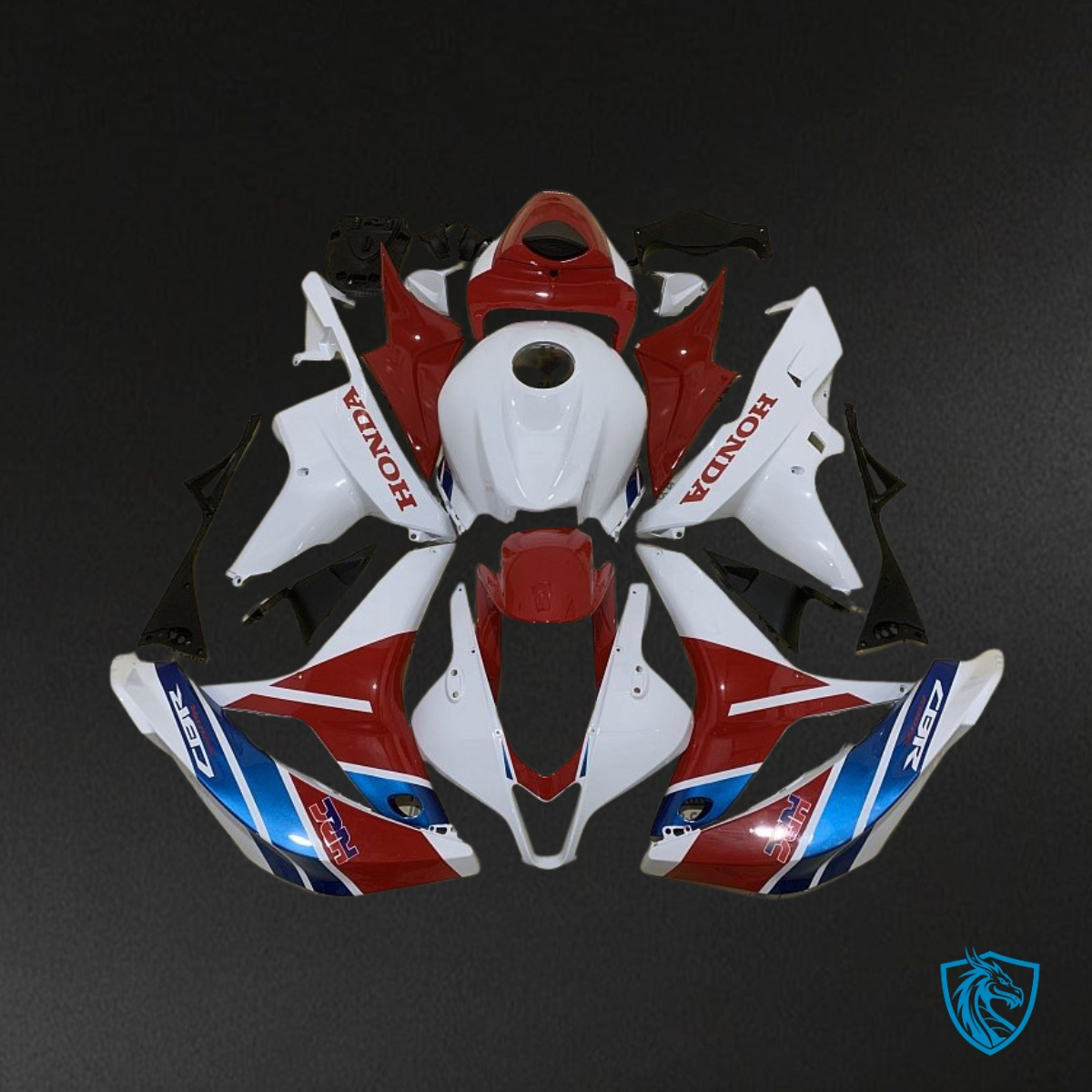 Honda CBR600RR (2007-2008) Glossy White, Blue & Red - MERGEment Motorcycle Fairings Kit
