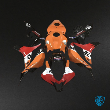 Honda CBR600RR (2007-2008) Black, Orange & White Repsol Fairing Kit | ABS Bodywork