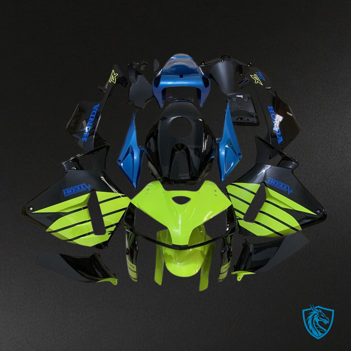Honda CBR600RR (2005-2006) Blue, Black & Green Fairing Kit | ABS Bodywork