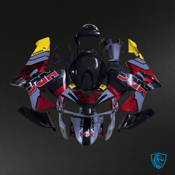 Honda CBR600RR (2003-2004) Red, Black & Gray Red Bull Fairing Kit - Aftermarket ABS Bodywork