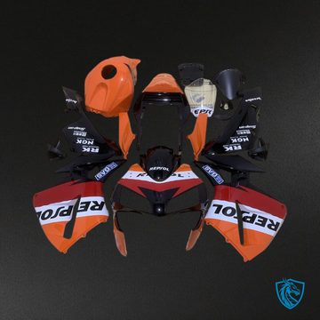Honda CBR600RR (2003-2004) Black, Orange & Red Repsol - Custom ABS Fairing Kit
