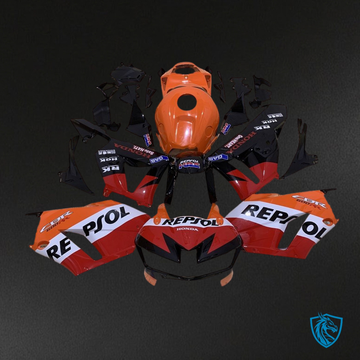 Honda CBR600RR (2013-2018) Glossy Orange & Black Repsol Fairing Kit - Aftermarket ABS Bodywork