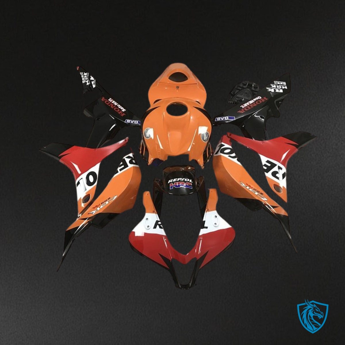 Honda CBR600RR (2007-2008) Orange & Black Repsol - MERGEment Motorcycle Fairings Kit