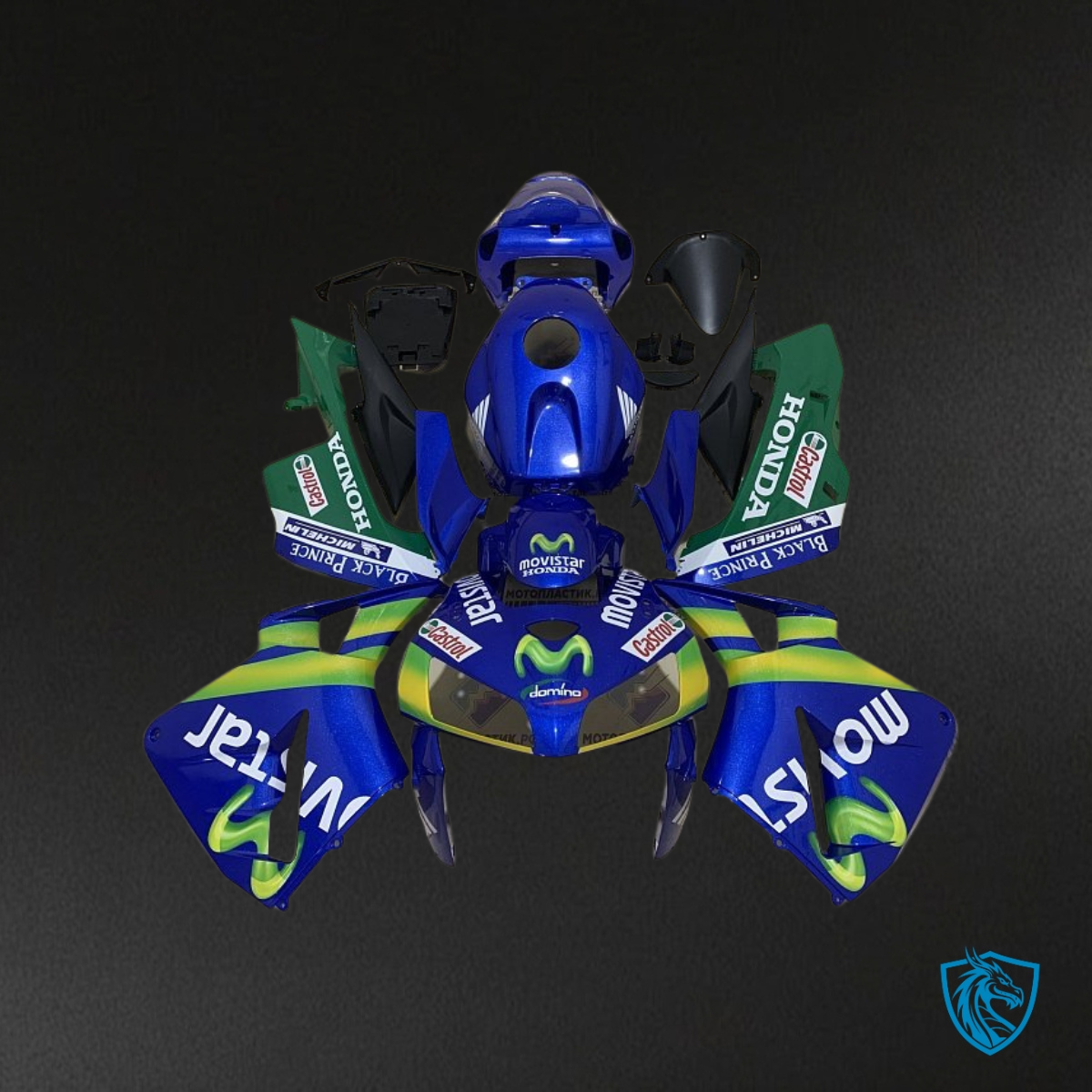 Honda CBR600RR (2005-2006) Blue & Green Movistar - Custom ABS Fairing Kit