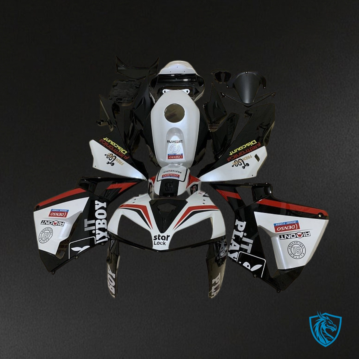 Honda CBR600RR (2005-2006) White & Black Play Boy Fairing Kit | ABS Bodywork