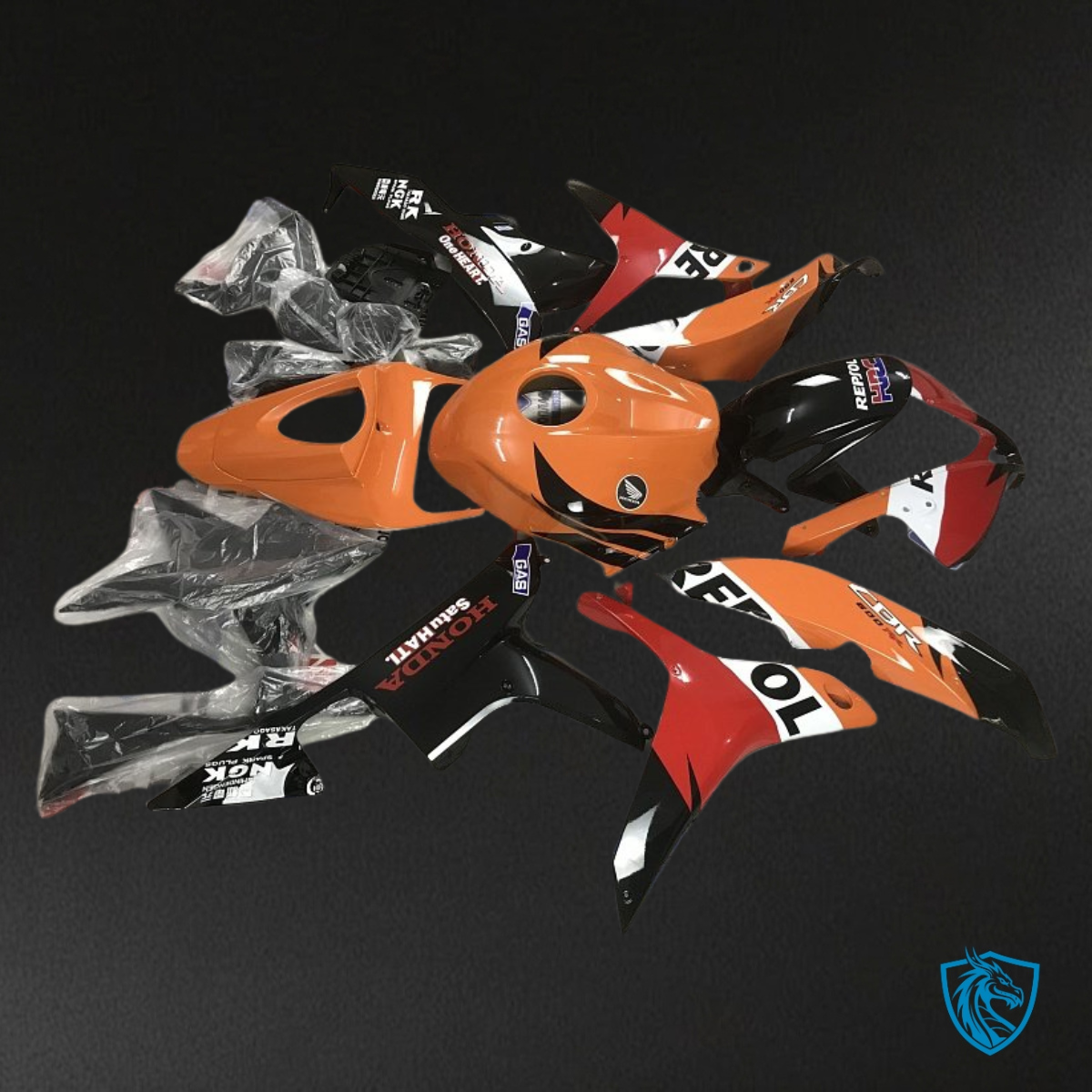 Honda CBR600RR (2007-2008) Orange & Black Repsol - MERGEment Motorcycle Fairings Kit