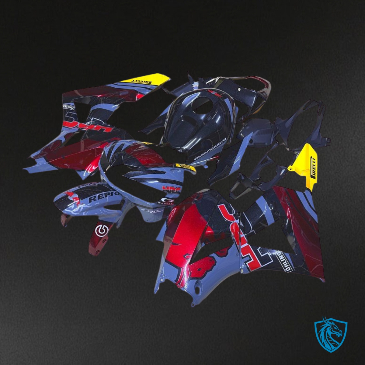 Honda CBR600RR (2013-2018) Gray, Red & Yellow Red Bull Fairing Kit | ABS Bodywork
