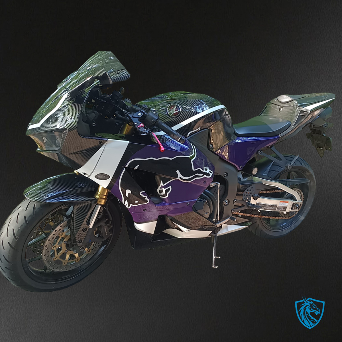 Honda CBR600RR (2013-2025) Gloss Purple, Black & White Carbon Fiber - Replacement Motorcycle Fairings Kit