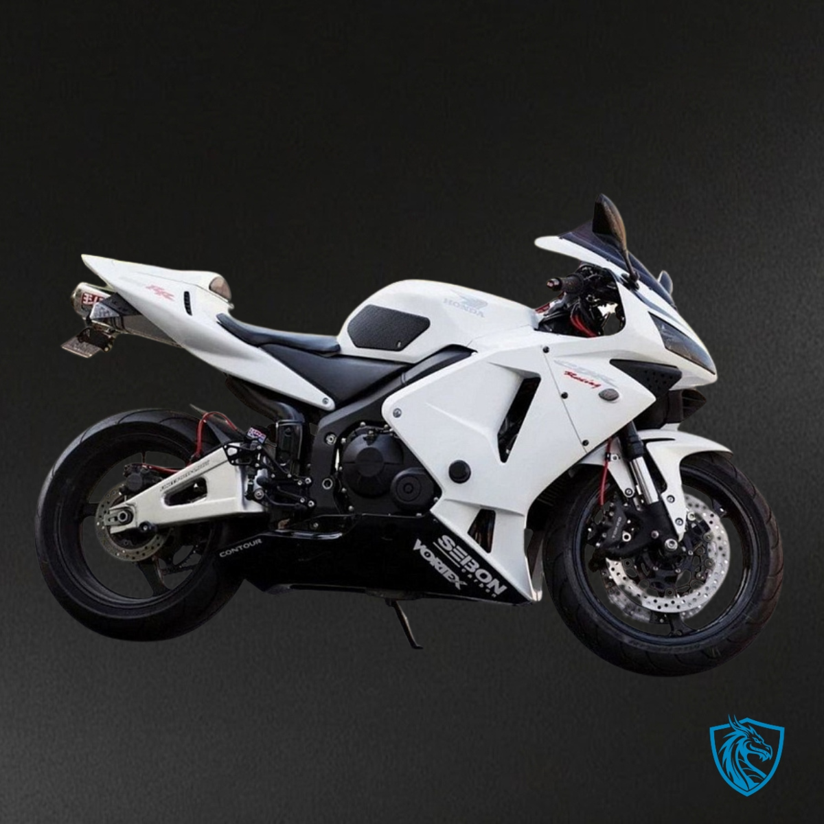 Honda CBR600RR (2003-2004) White & Black Plow - Custom ABS Fairing Kit