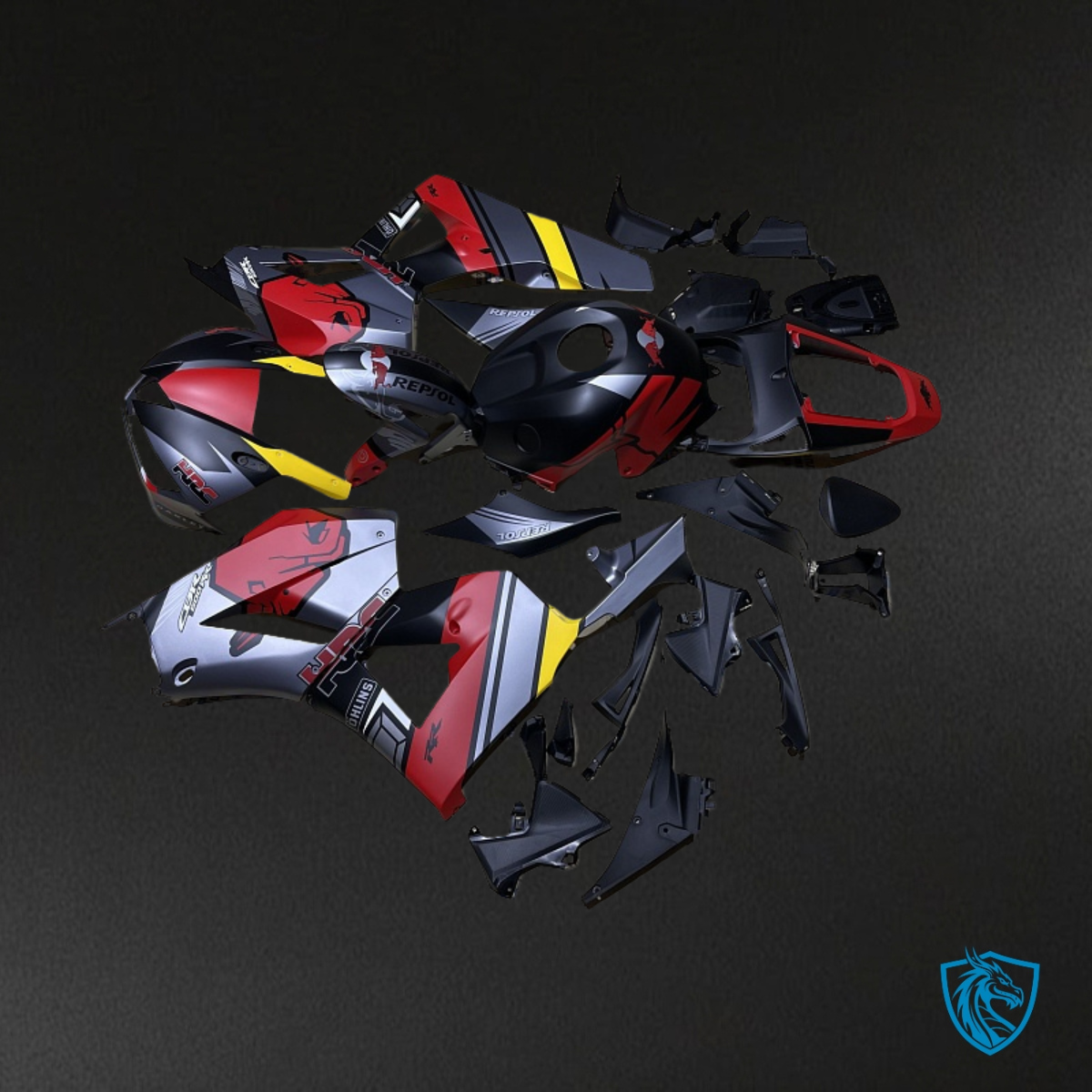 Honda CBR600RR (2013-2018) Black, Red & Gray Red Bull - Custom ABS Fairing Kit