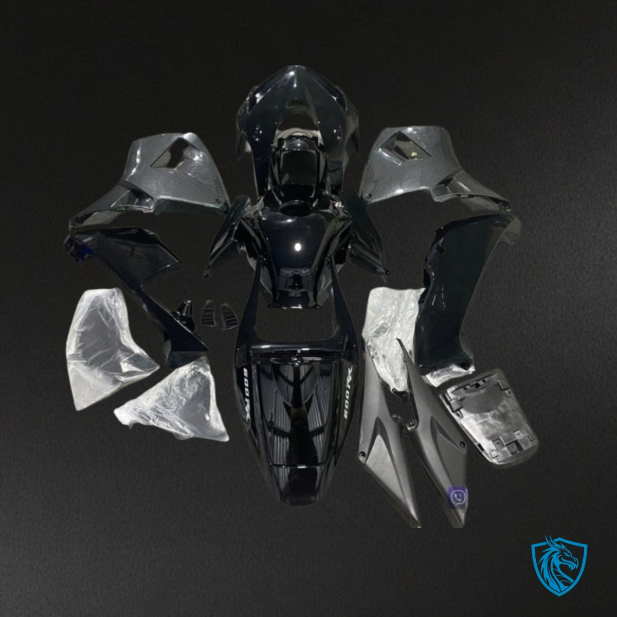 Honda CBR600RR (2005-2006) Black & Gray Carbon Fabric - MERGEment Motorcycle Fairings Kit