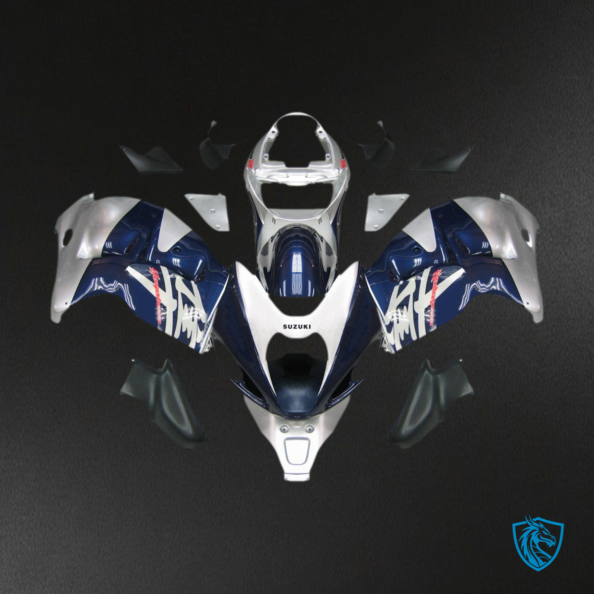 Suzuki GSXR1300 (1999-2007) Blue, White & Black - MERGEment Motorcycle Fairings Kit
