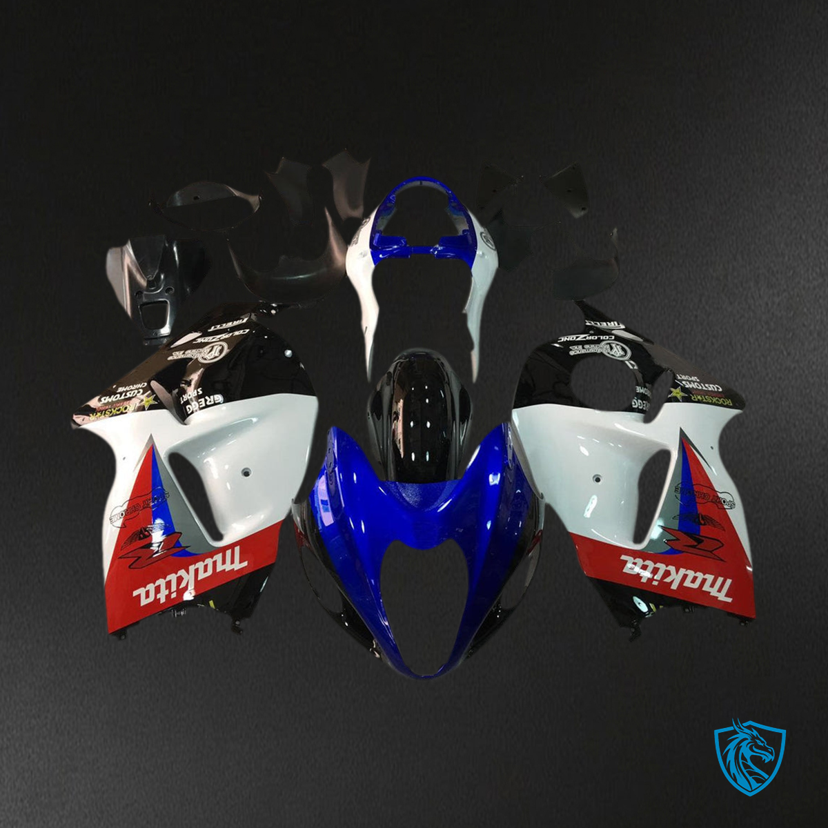 Suzuki GSXR1300 (1999-2007) Gloss Blue & Gloss White Injection Fairing Kit | ABS Bodywork