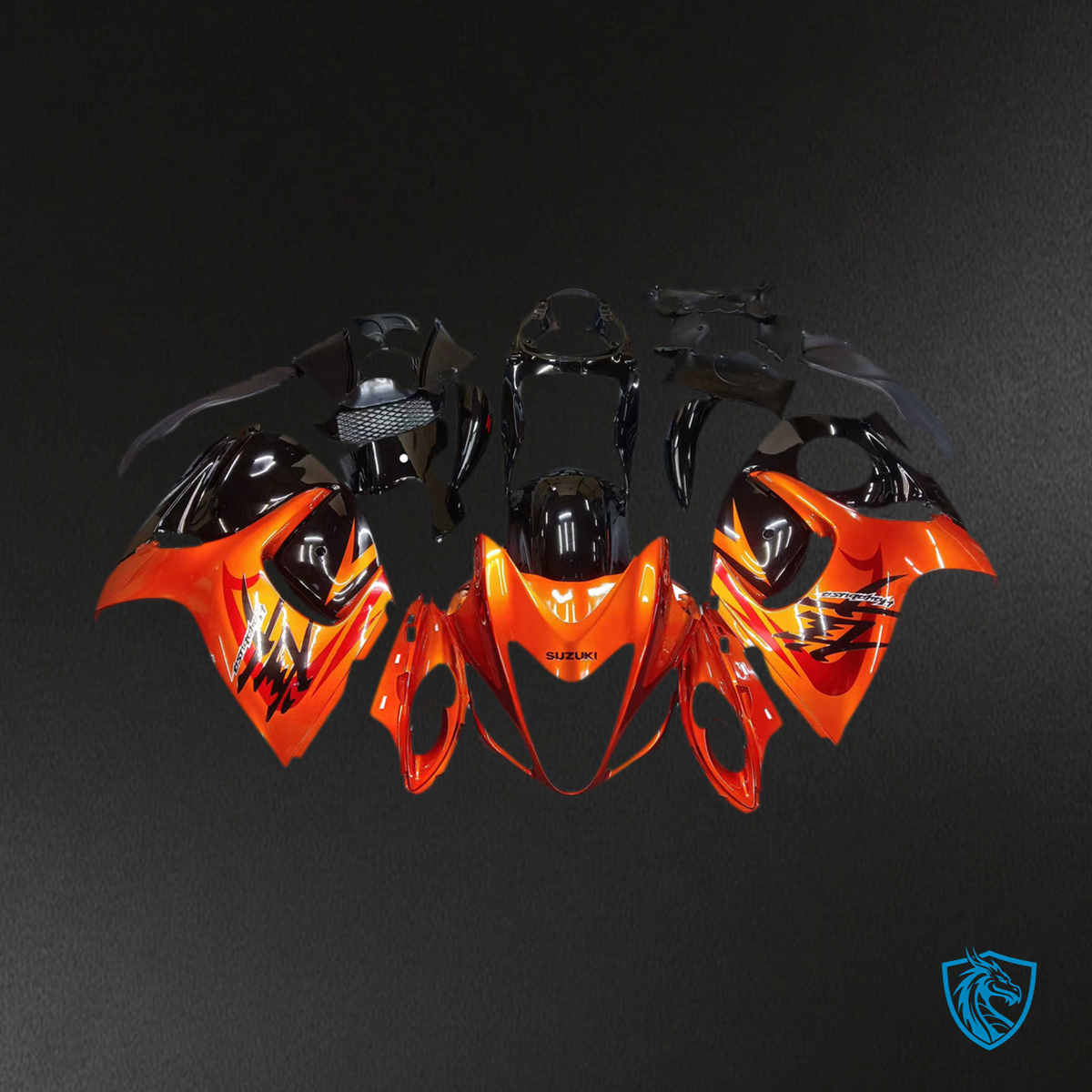 Suzuki GSXR1300 (2008-2020) Orange & Black Injection Fairing Kit - Aftermarket ABS Bodywork