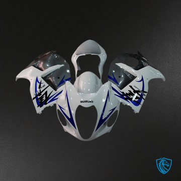 Suzuki GSXR1300 (2008-2020) Gloss White & Blue Injection - MERGEment Motorcycle Fairings Kit