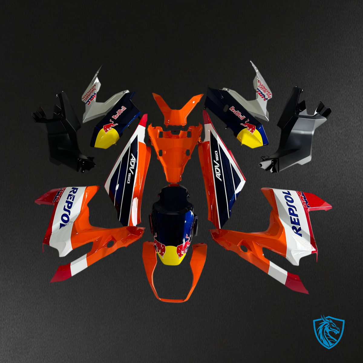 Honda ADV160 (2022-2024) Black White & Orange - Fairing Kit