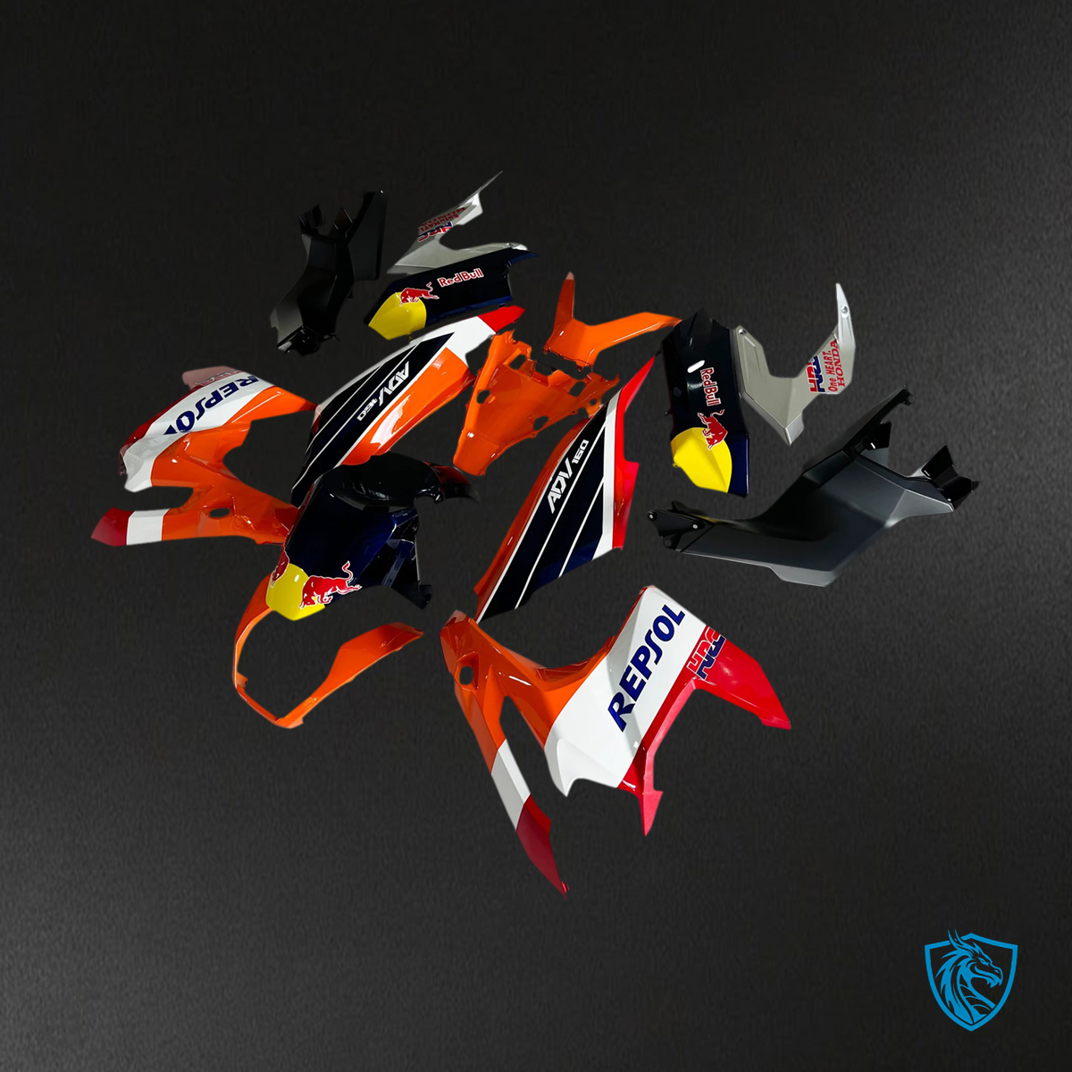Honda ADV160 (2022-2024) Black White & Orange - Fairing Kit