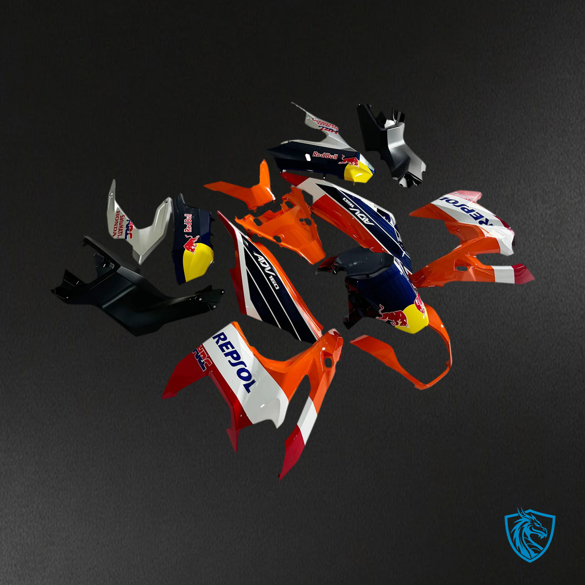 Honda ADV160 (2022-2024) Black White & Orange - Fairing Kit