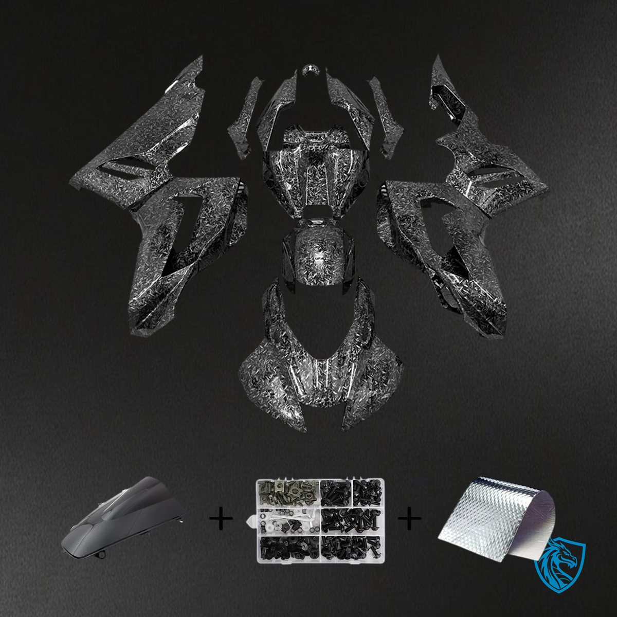 Honda CBR1000RR-R (2020-2023) Carbon Fiber Marble Black - Fairing Kit