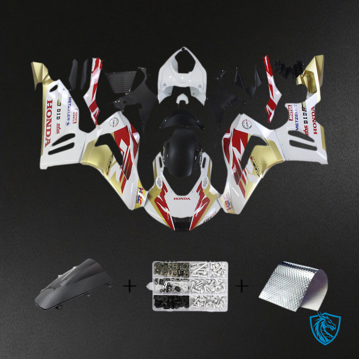 Honda CBR1000RR-R (2020-2023) White, Gold & Red fairing Kit | ABS Bodywork