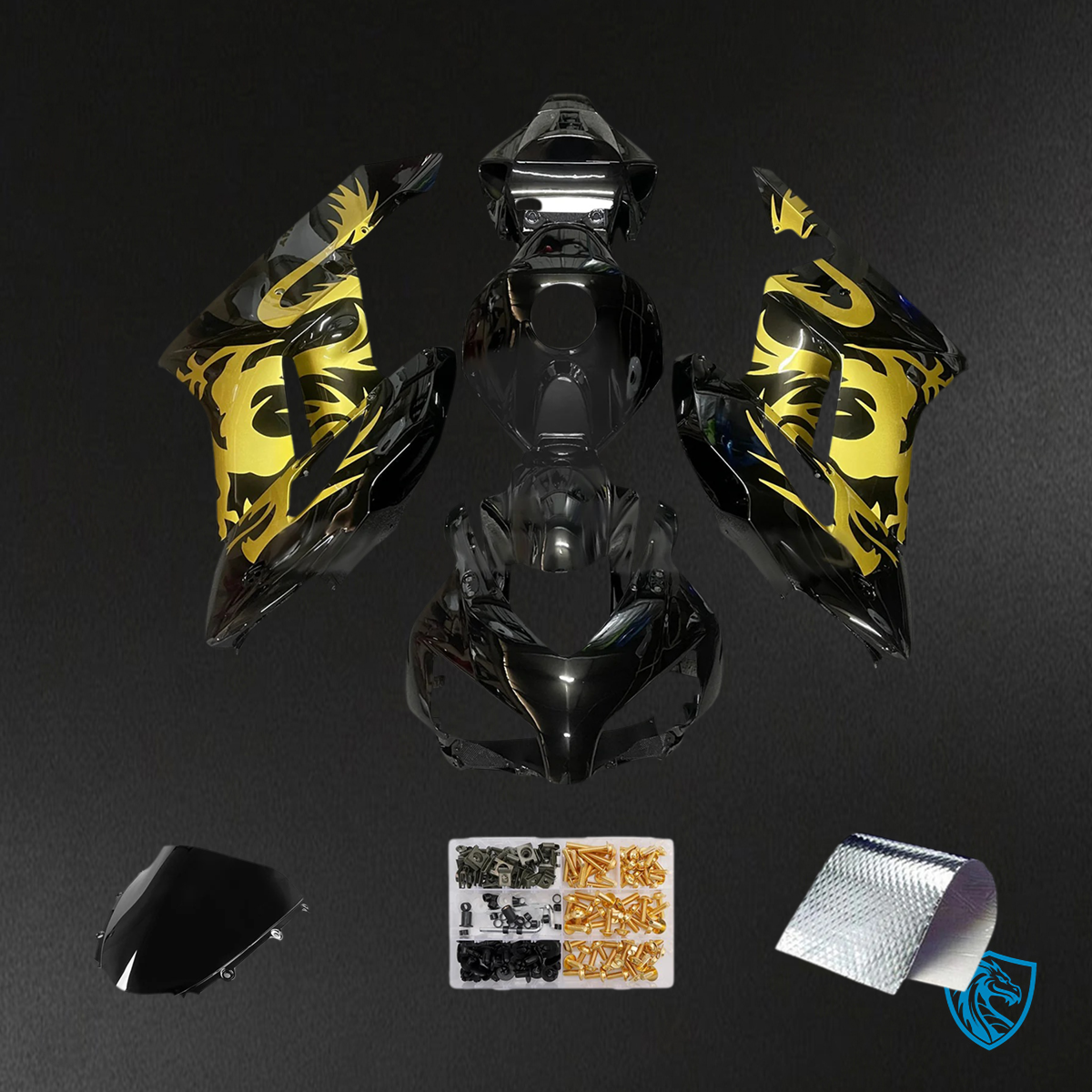 Honda CBR1000RR (2004-2005) Black & Gold - Fairing Kit