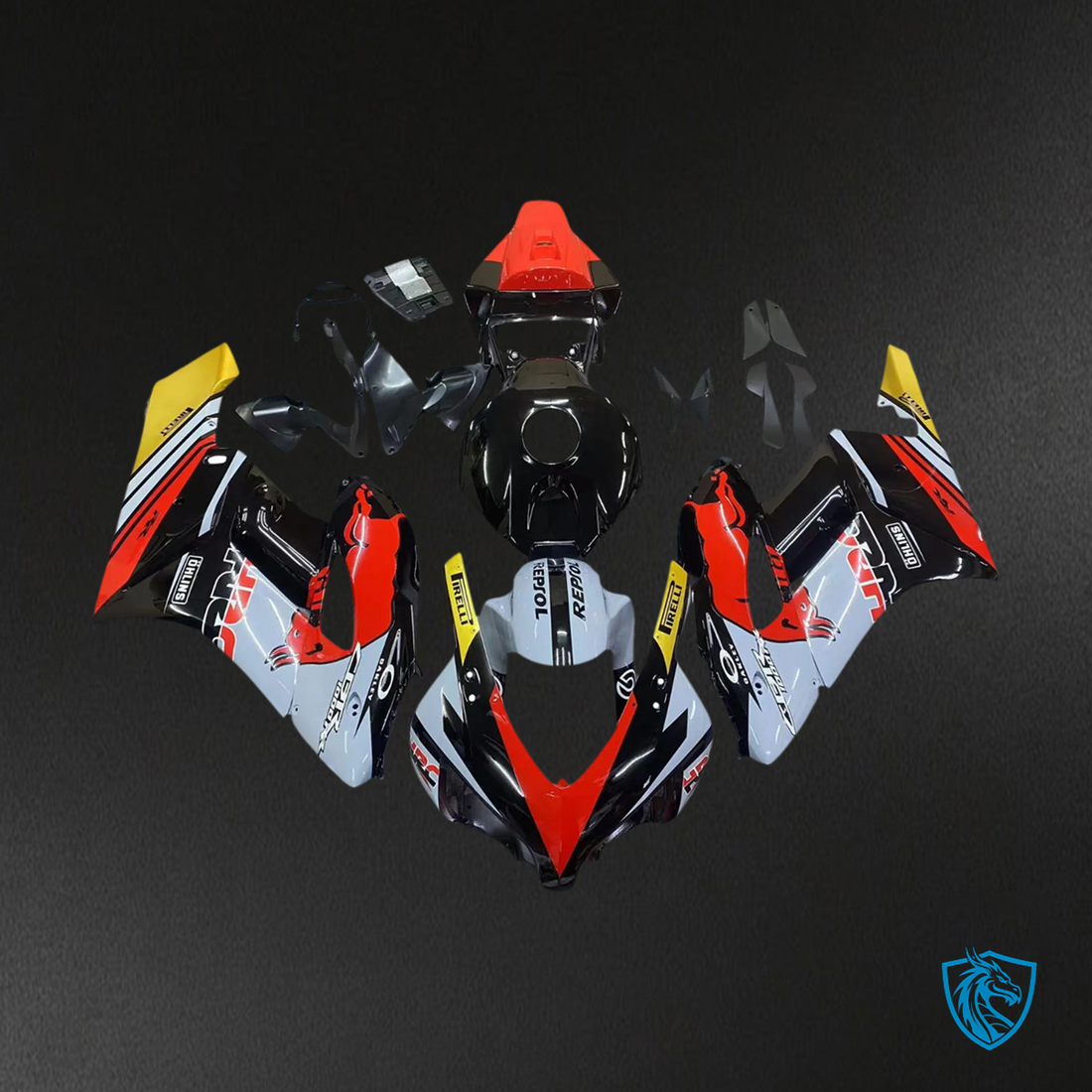 Honda CBR1000RR (2004-2005) Black Gray & Red - Fairing Kit