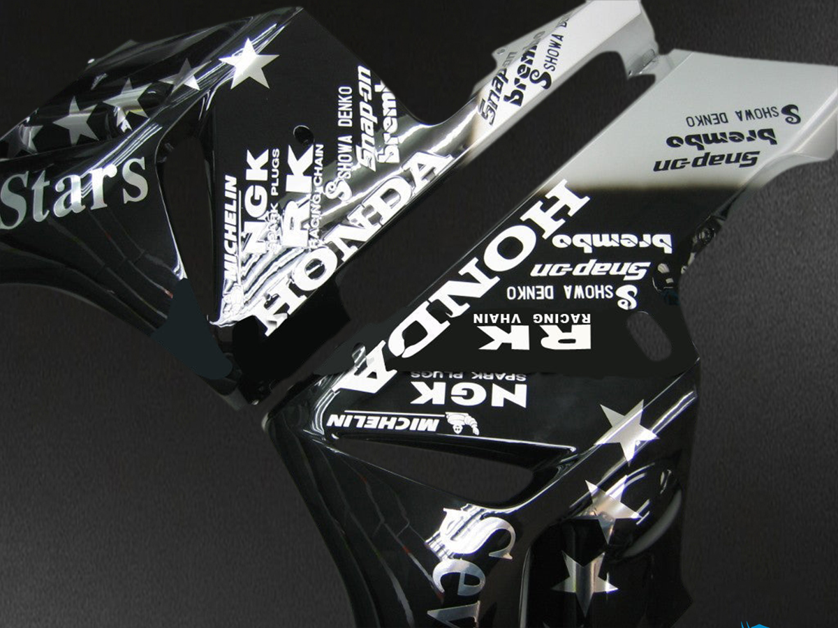 Honda CBR 1000 RR (2004-2005) Black & White Seven Stars Generic - Custom ABS Fairing Kit