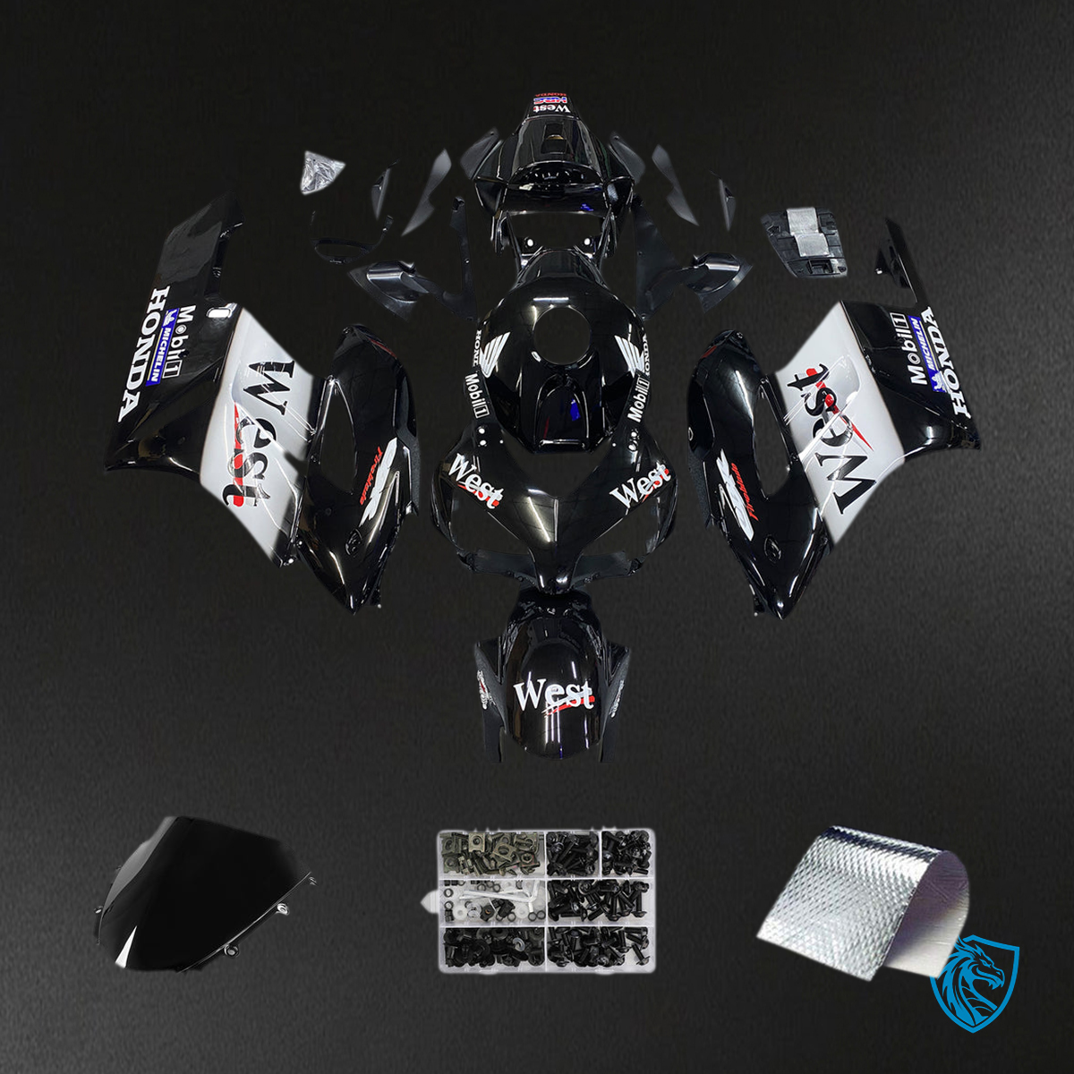 Honda CBR1000RR (2004-2005) Black West Generic - MERGEment Motorcycle Fairings Kit