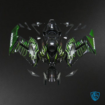 Honda CBR1000RR (2004-2005) Black & Green Flame Generic - Custom ABS Fairing Kit