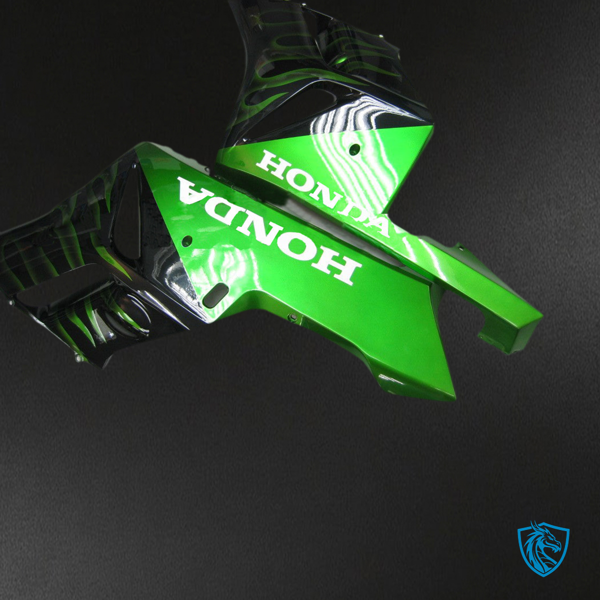 Honda CBR1000RR (2004-2005) Black & Green Flame Generic - Custom ABS Fairing Kit