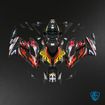 Honda CBR1000RR (2004-2005) Black & Red Flame Shark Generic - MERGEment Motorcycle Fairings Kit