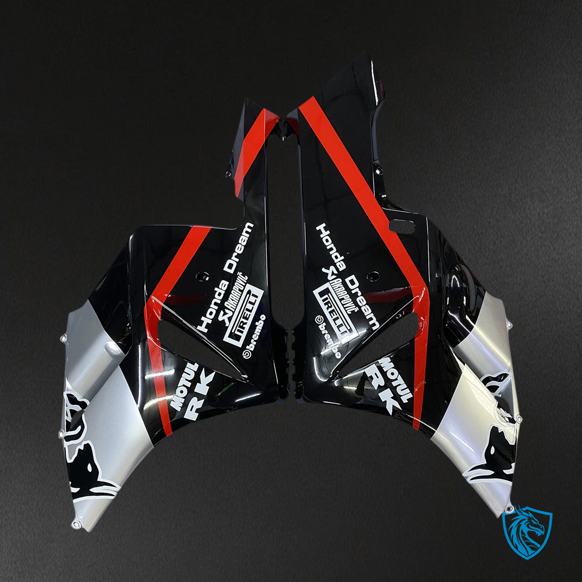 Honda CBR1000RR (2004-2005) Black & Silver with Red - Fairing Kit