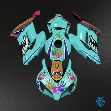 Honda CBR1000RR (2004-2005) Blue & Green Shark Motorcycle Fairings | ABS Bodywork