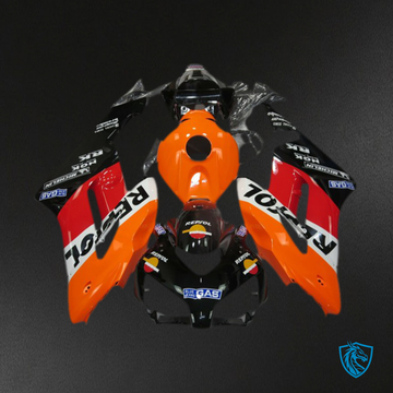 Honda CBR1000RR (2004-2005) Repsol Orange, Red & Black With Logos - Custom ABS Fairing Kit