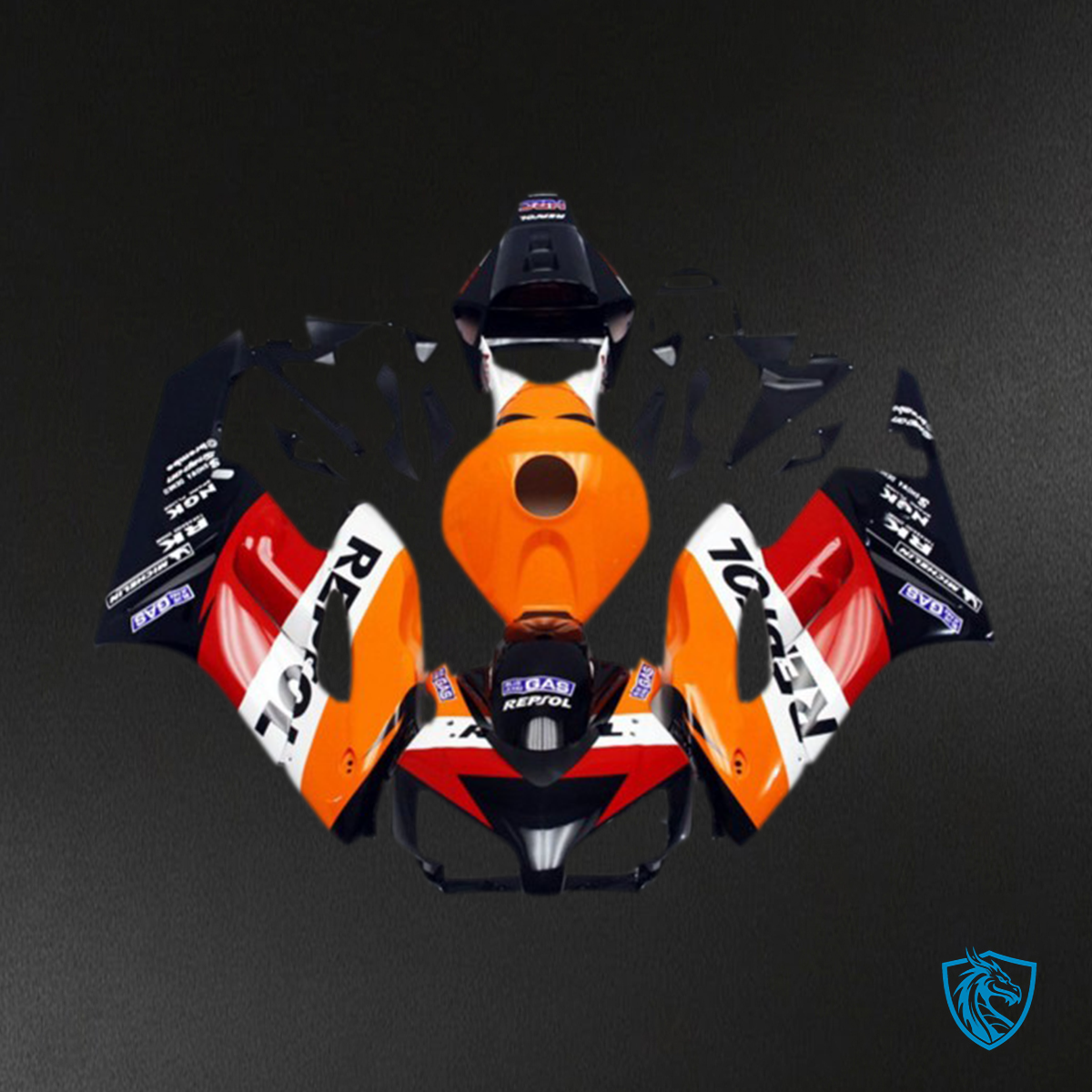 Honda CBR1000RR (2004-2005) Orange, Red & Black Dark Repsol - Replacement Motorcycle Fairings Kit