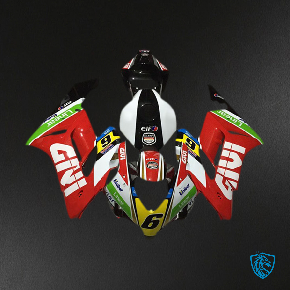 Honda CBR1000RR (2004-2005) Red, White & Black Givi Six - Replacement Motorcycle Fairings Kit