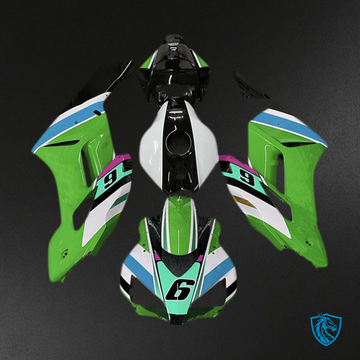 Honda CBR1000RR (2004-2005) Green & White 6 Motorcycle - Custom ABS Fairing Kit