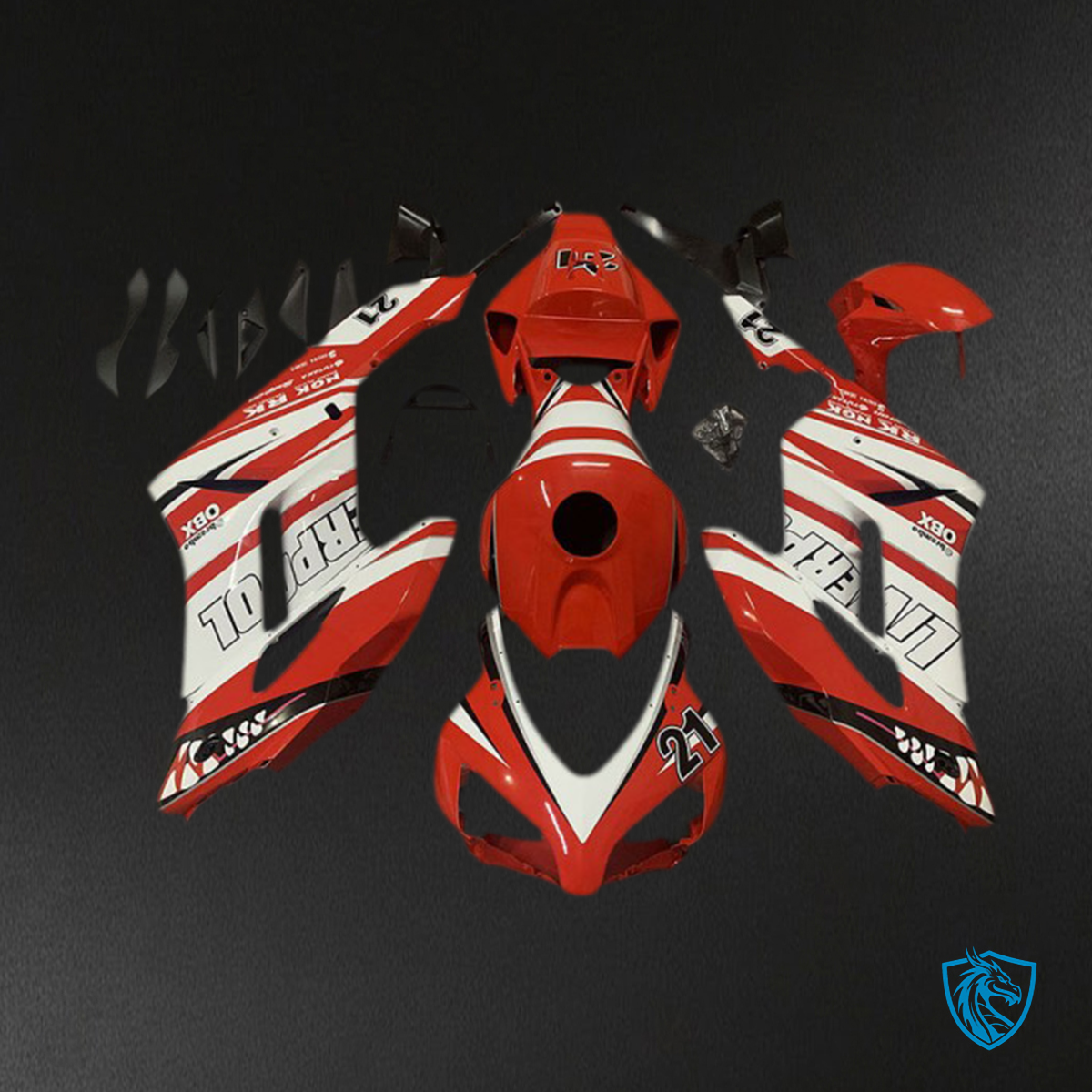 Honda CBR1000RR (2004-2005) Red & White Liverpool Motorcycle Fairings Kit - Aftermarket ABS Bodywork