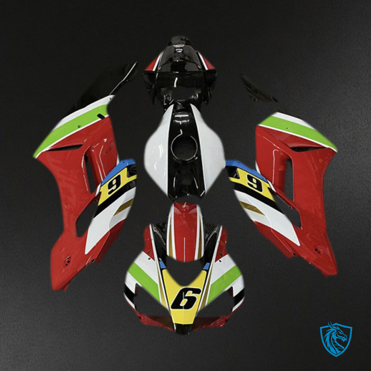 Honda CBR1000RR (2004-2005) Red 6 Motorcycle Fairings - Custom ABS Fairing Kit