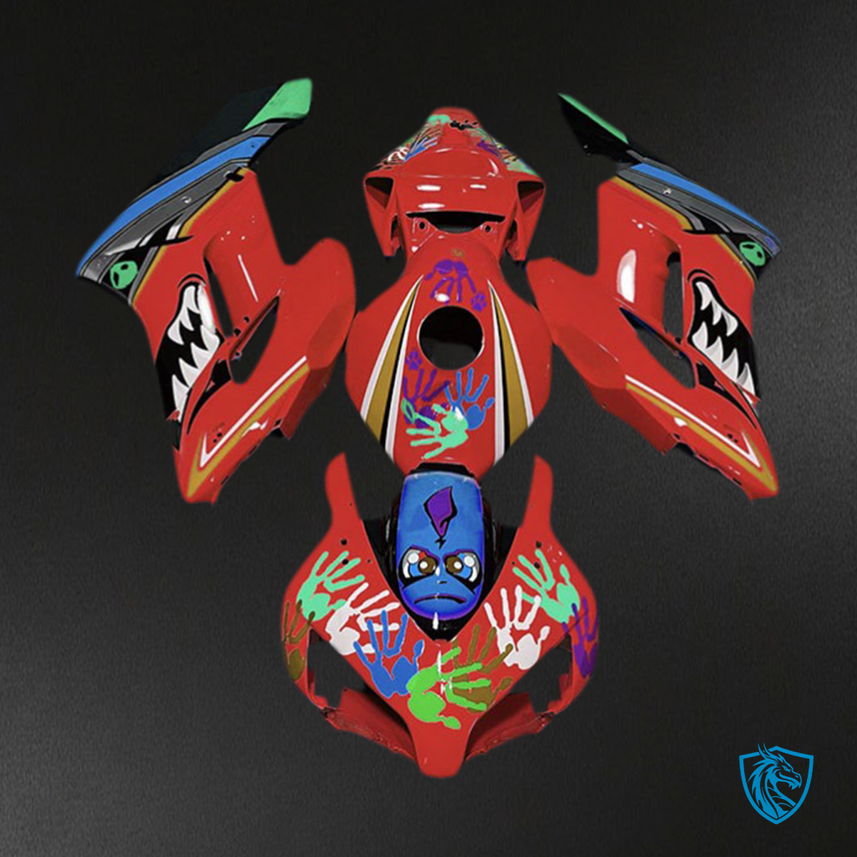 Honda CBR1000RR (2004-2005) Red Shark Motorcycle Fairings Kit | ABS Bodywork