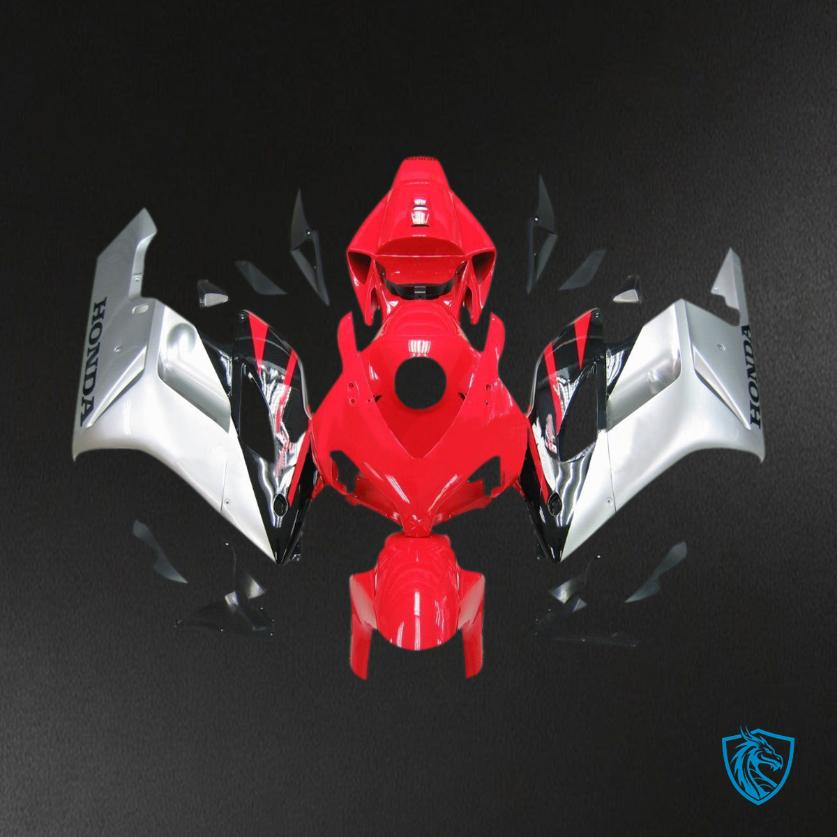 Honda CBR1000RR (2004-2005) Red, Silver & Black Generic Fairings Kit - Aftermarket ABS Bodywork