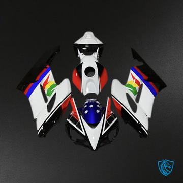 Honda CBR1000RR (2004-2005) White & Blue Flag Motorcycle Fairings - Aftermarket ABS Bodywork