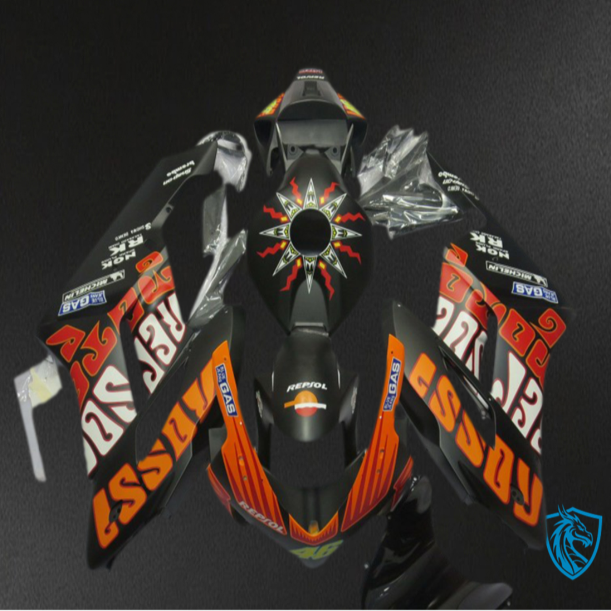 Honda CBR1000RR (2004-2005) Black & Red Rossi Motorcycle - Custom ABS Fairing Kit